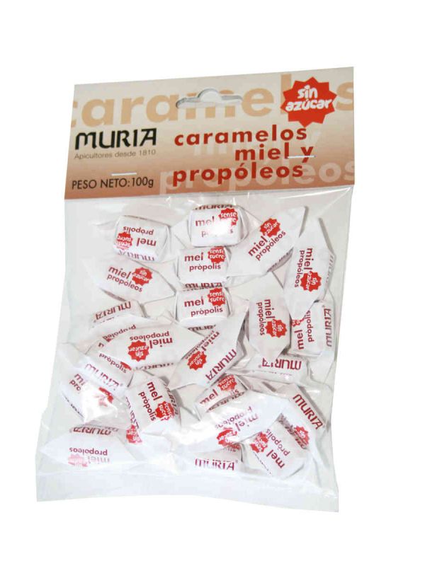 Producte Caramels de mel i pròpolis sense sucre Muria 100 g Imatge